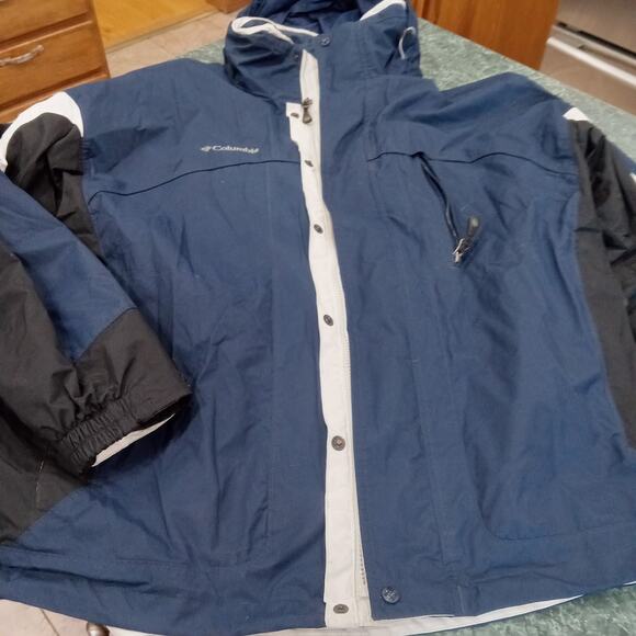 Columbia Mens Sportswear Coat/Jacket Weather Resistant Large Hooded Outdoor Blue - Picture 1 of 16